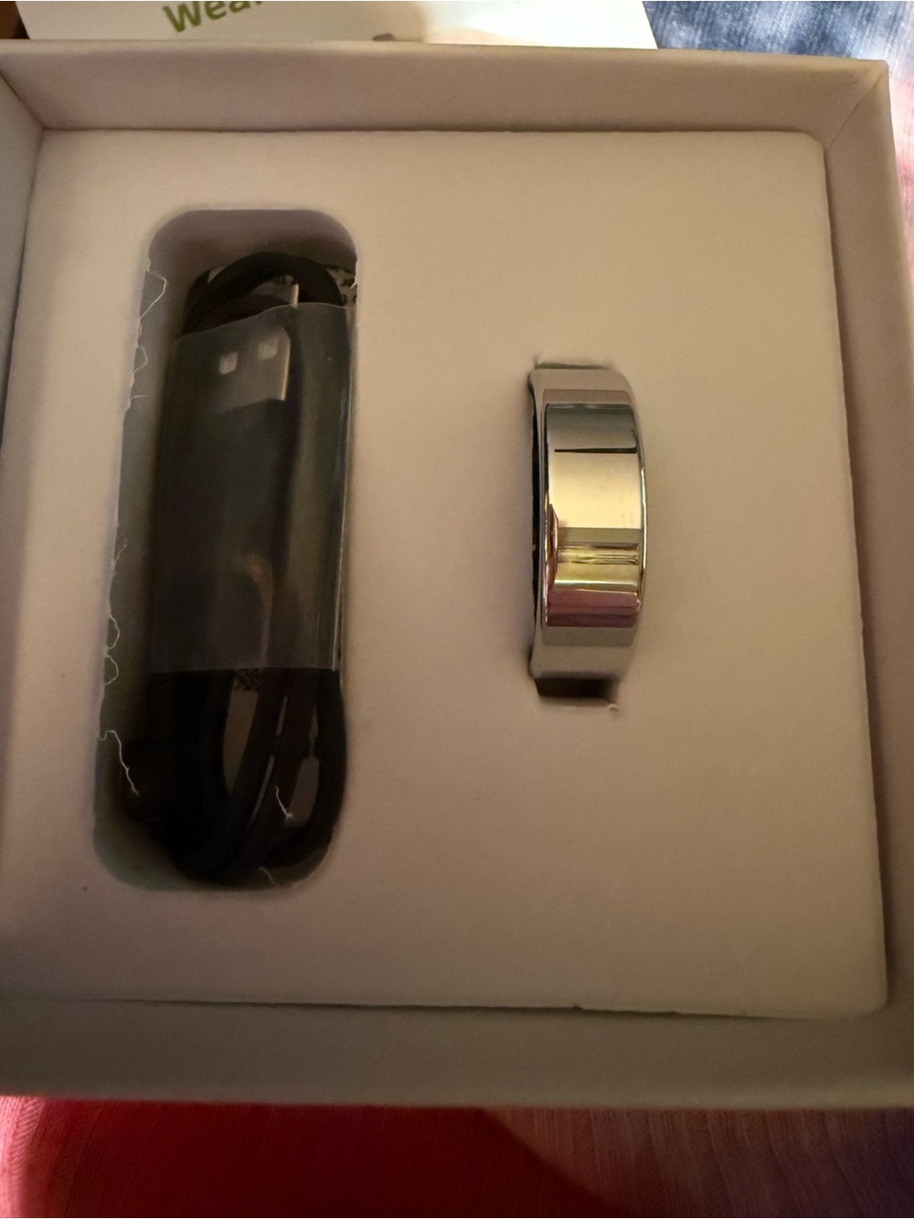Silver Smart Ring with Charging Cable size 12